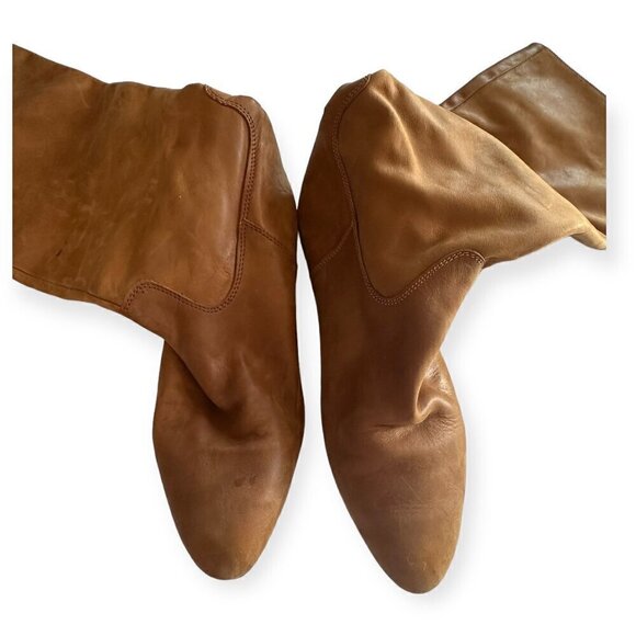 Jonak Paris Tan Distressed Leather Pull on Flat Boots, Size 39/40 EU, - Picture 14 of 16